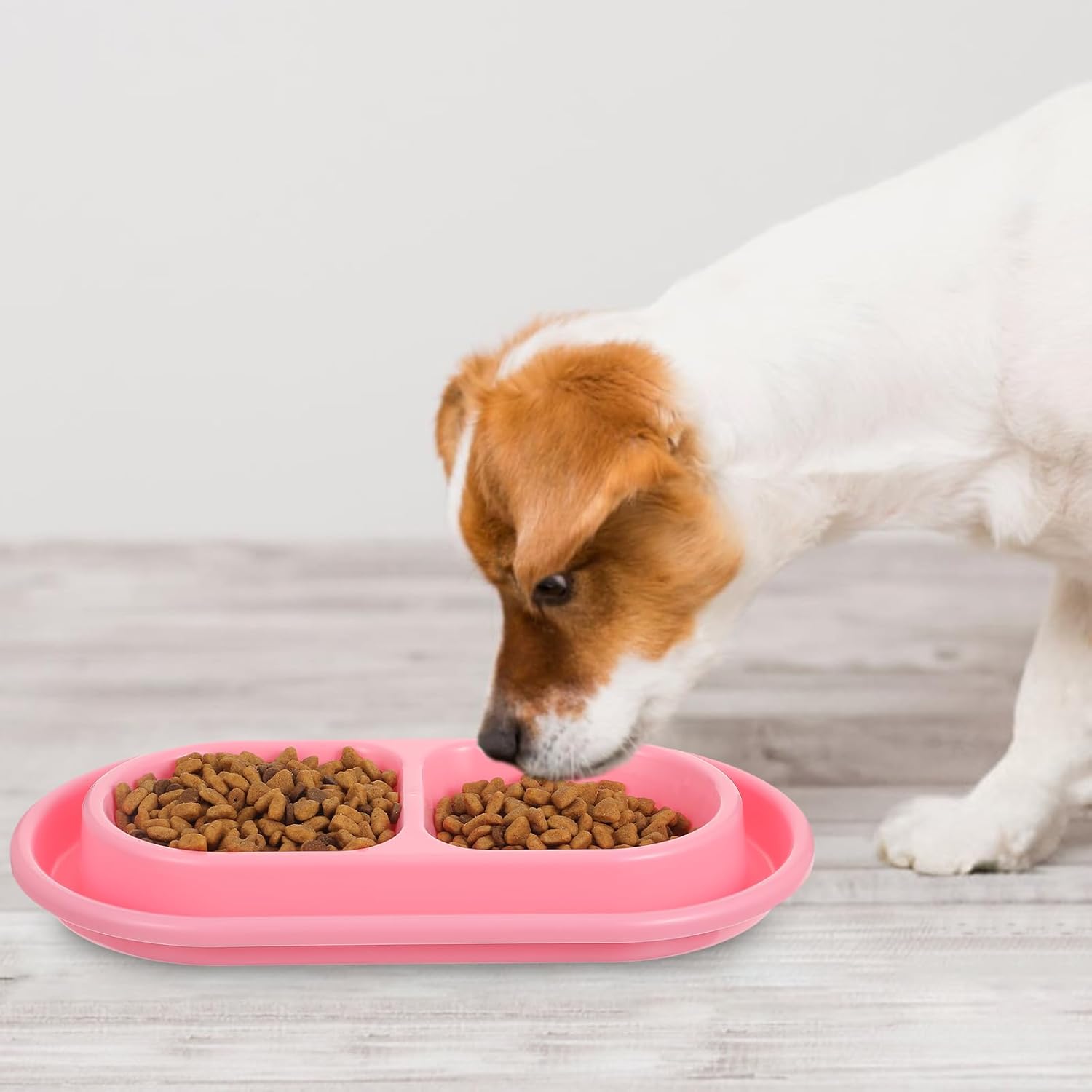 1 Pcs Cat Food Bowl 25 oz Cat Dog Pet Food Bowl Plastic Double No Spill Feeding Water Bowls Ants go Away Feeding Bowls for Small Medium Pets (Pink)