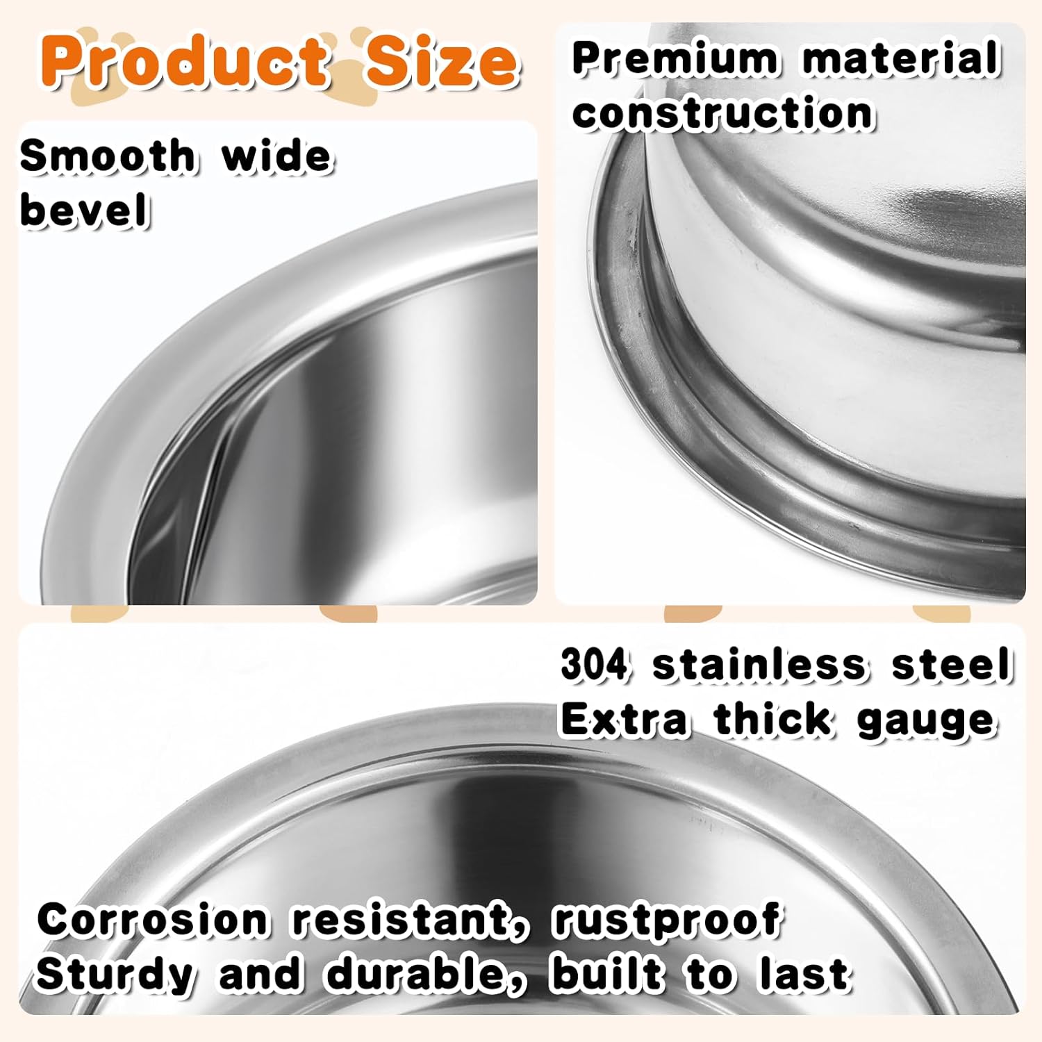 2 Pack 5.5" Metal Small Bowls Stainless Steel Pet Bowls Set, Replacement Cat Food Bowl for Food and Water for Cats, Small Dogs, Kitten, Puppy, Dishwasher Safe