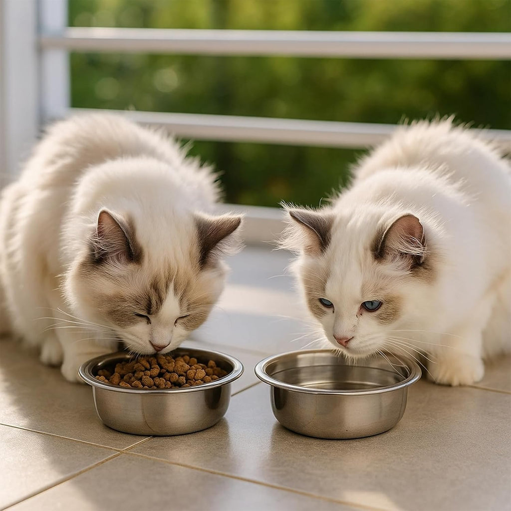 2 Pack 5.5" Metal Small Bowls Stainless Steel Pet Bowls Set, Replacement Cat Food Bowl for Food and Water for Cats, Small Dogs, Kitten, Puppy, Dishwasher Safe