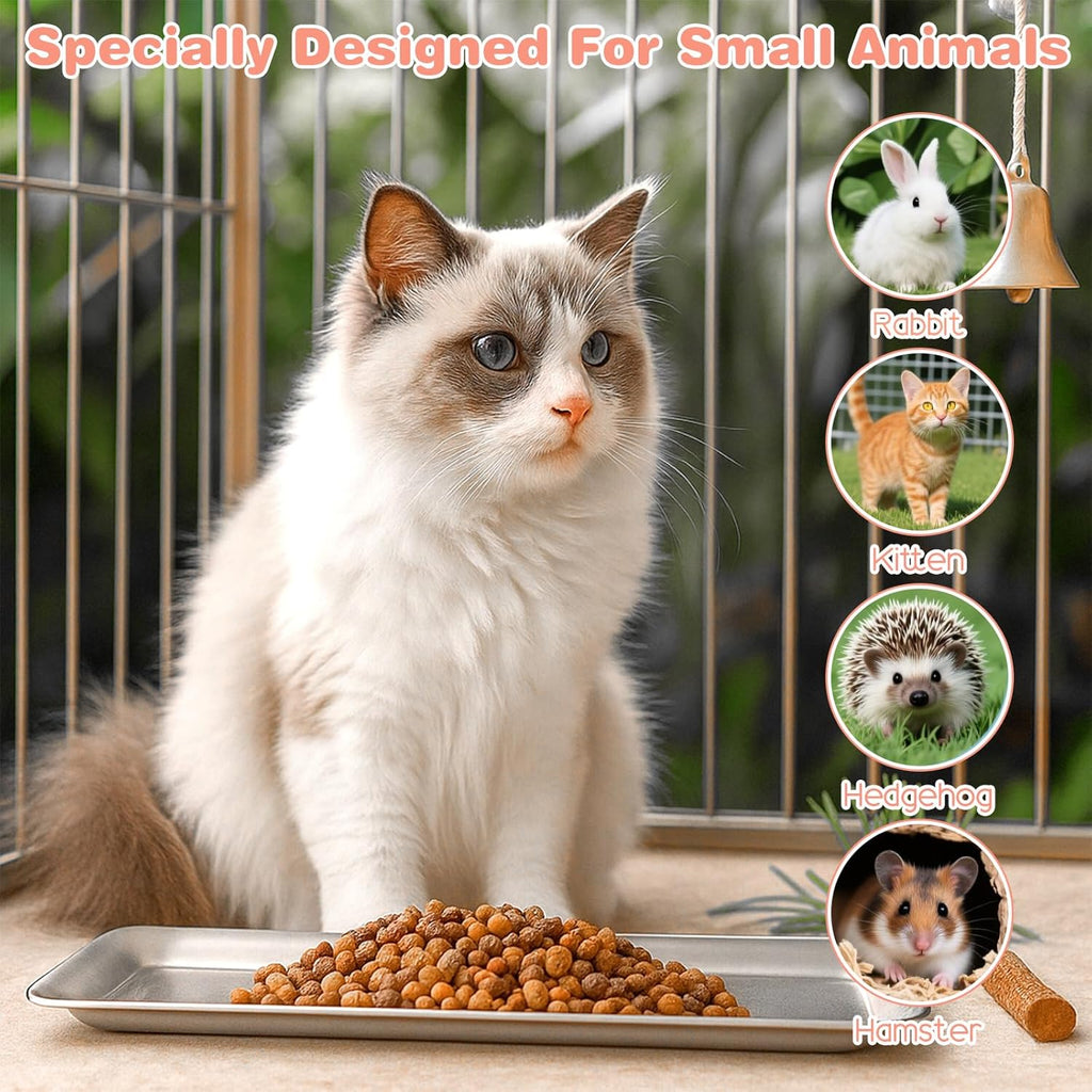 2 Pack Cat Food Bowls, Stainless Steel Extra Wide Anti Whisker Fatigue Dishes, Shallow Pet Bowls for Multi-Cat Families and Flat Face Breeds