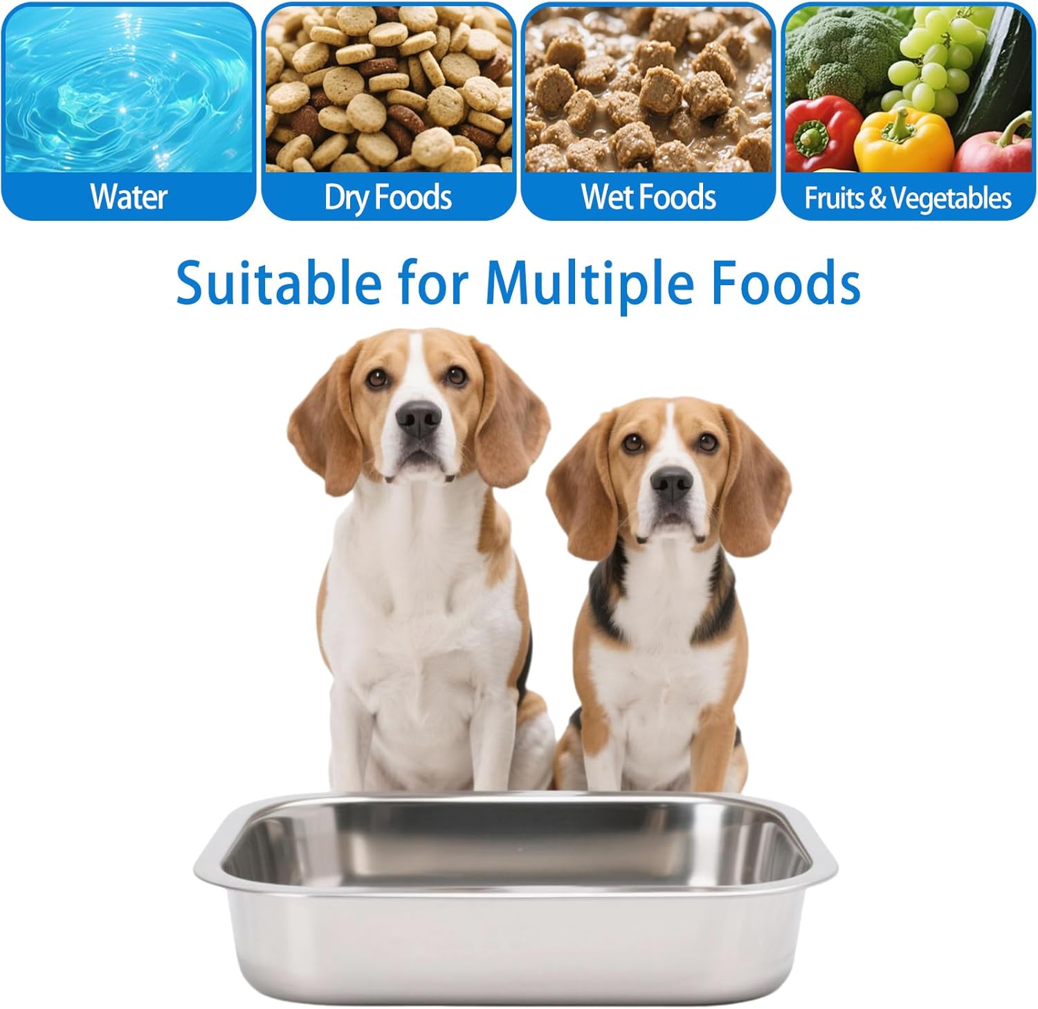 2 Pack Stainless Steel Dog Bowls for Medium and Small Size Dogs, 0.85 Gallons Metal Dog Water Food Bowl Dish, Medium Capacity Pet Feeding Water Bowls, Pet Food Pans Plates for Dogs, Big Cats, Rabbits