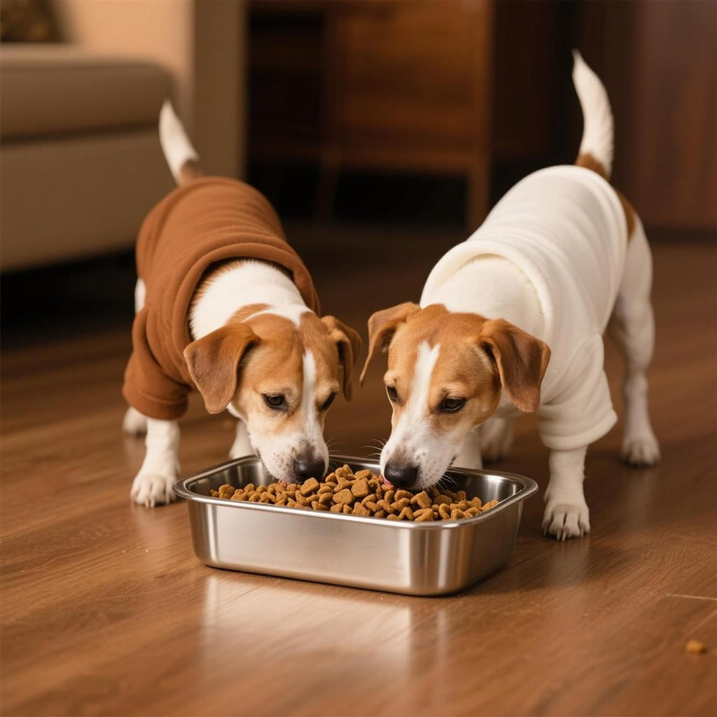 2 Pack Stainless Steel Dog Bowls for Medium and Small Size Dogs, 0.85 Gallons Metal Dog Water Food Bowl Dish, Medium Capacity Pet Feeding Water Bowls, Pet Food Pans Plates for Dogs, Big Cats, Rabbits