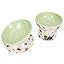 2 Pcs Ceramic Raised Cat Bowl,Elevated Tilted Cat Food and Water Bowls Set for Cats and Small Dogs, Dishwasher and Microwave Safe,Cartoon Decoration