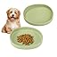 2 Pack 7 Inch Shallow Pet Bowls - Silicone Cat & Dog Food Dishes for Whisker Fatigue Relief - Non-Slip Flat Feeding Bowls for Dry/Wet Food & Water (Green & Gray)