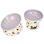 2 Pcs Ceramic Raised Cat Bowl,Elevated Tilted Cat Food and Water Bowls Set for Cats and Small Dogs, Dishwasher and Microwave Safe,Cartoon Decoration