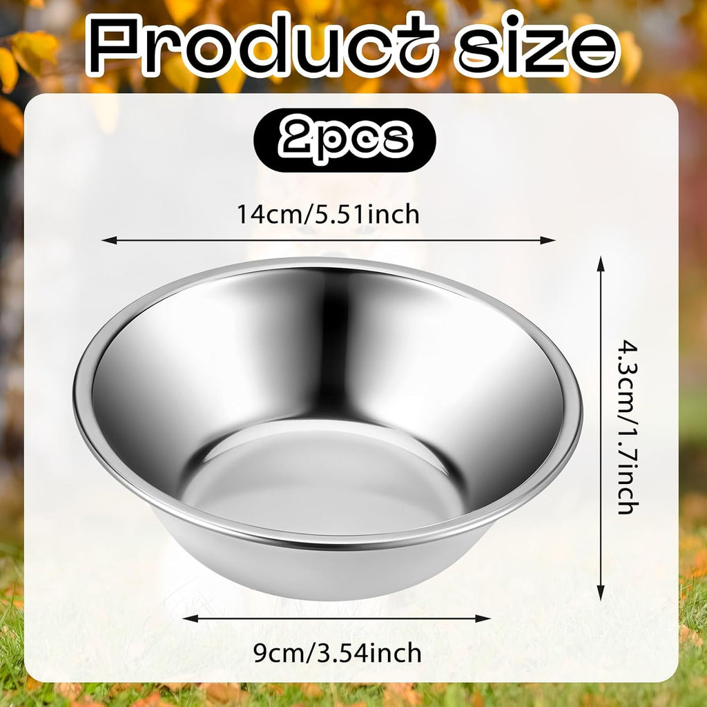2 Pack 5.5" Metal Cat and Dog Small Bowls Stainless Steel Pet Bowls Set, Replacement Dog Food Bowl for Food and Water for Small Dogs, Kitten, Puppy
