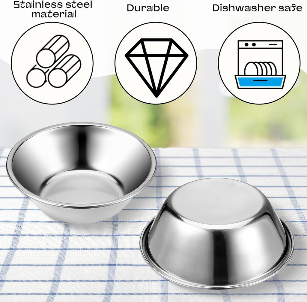 2 Pack 5.5" Metal Cat and Dog Small Bowls Stainless Steel Pet Bowls Set, Replacement Dog Food Bowl for Food and Water for Small Dogs, Kitten, Puppy