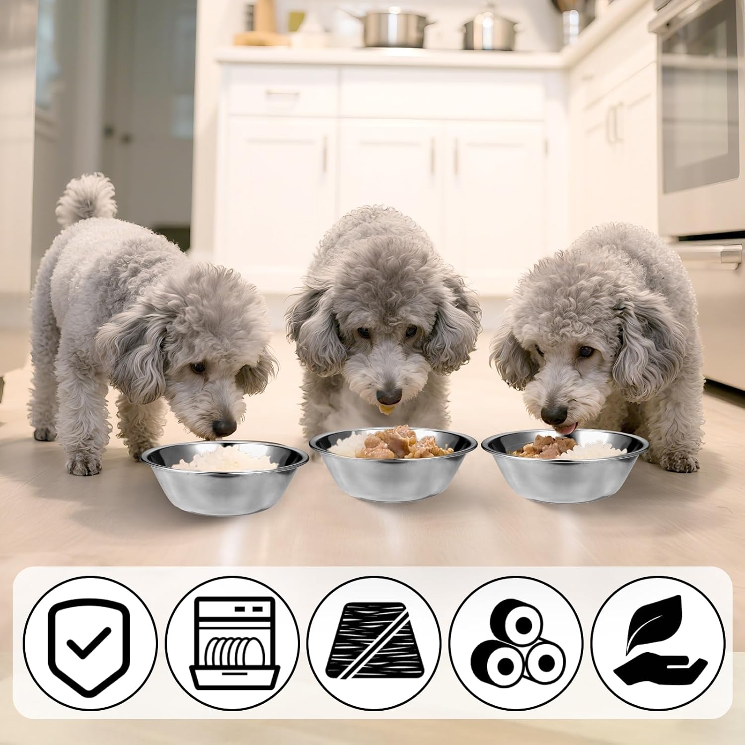 2 Pack 5.5" Metal Cat and Dog Small Bowls Stainless Steel Pet Bowls Set, Replacement Dog Food Bowl for Food and Water for Small Dogs, Kitten, Puppy
