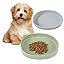 2 Pack 7 Inch Shallow Pet Bowls - Silicone Cat & Dog Food Dishes for Whisker Fatigue Relief - Non-Slip Flat Feeding Bowls for Dry/Wet Food & Water (Green & Gray)