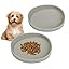 2 Pack 7 Inch Shallow Pet Bowls - Silicone Cat & Dog Food Dishes for Whisker Fatigue Relief - Non-Slip Flat Feeding Bowls for Dry/Wet Food & Water (Green & Gray)