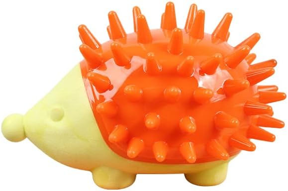 Dog Chew Toys Puppy Teething Toys Pet Chew Toy Interactive Natural Rubber Chew & Squeaky Toy for Small Medium Large Breed Fun and Teeth Cleaning (Orange)