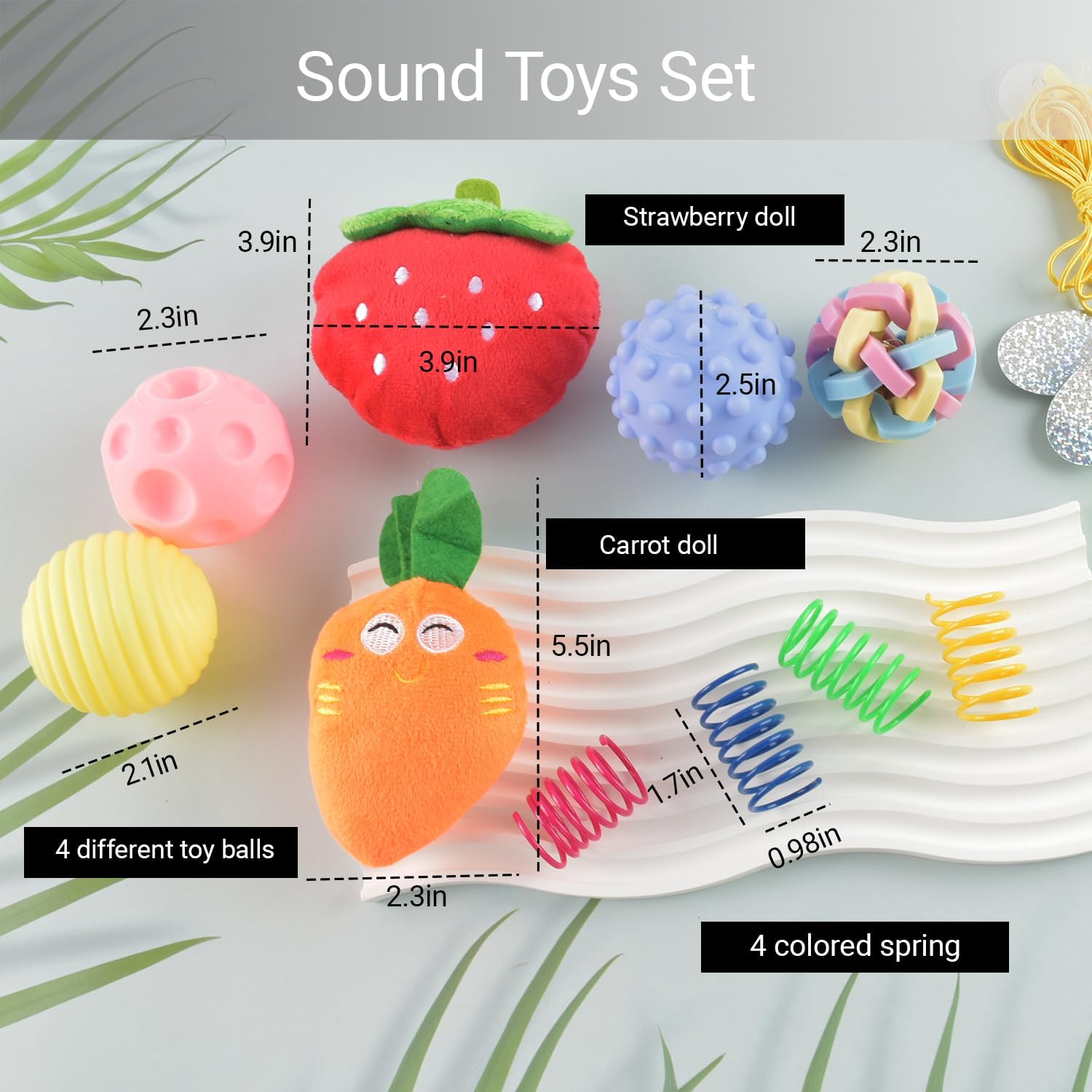 12 Pack Ferret Toys Set, Colorful Teething Balls Squeaky Toys Soft Rubber Balls Cute Ferret Plush Toy Interactive Sound for Ferret Rat Small Animals Cage Exercise Entertainment Chew Toys