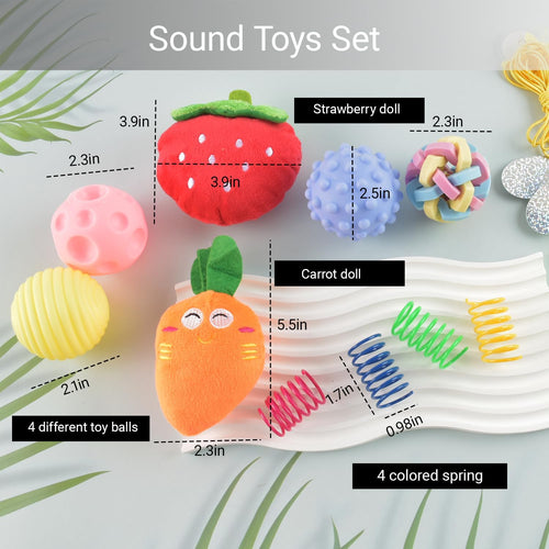 12 Pack Ferret Toys Set, Colorful Teething Balls Squeaky Toys Soft Rubber Balls Cute Ferret Plush Toy Interactive Sound for Ferret Rat Small Animals Cage Exercise Entertainment Chew Toys