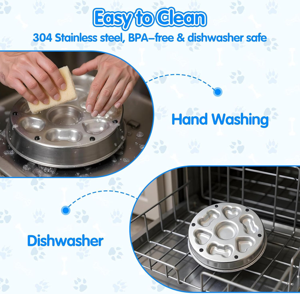 1 Pc Slow Feeder Dog Bowls, 304 Stainless Steel Slow Feeder Bowl 4 Cups Metal Pet Food Bowl with Non-Slip Base for Medium & Large Breed, Dishwasher Safe