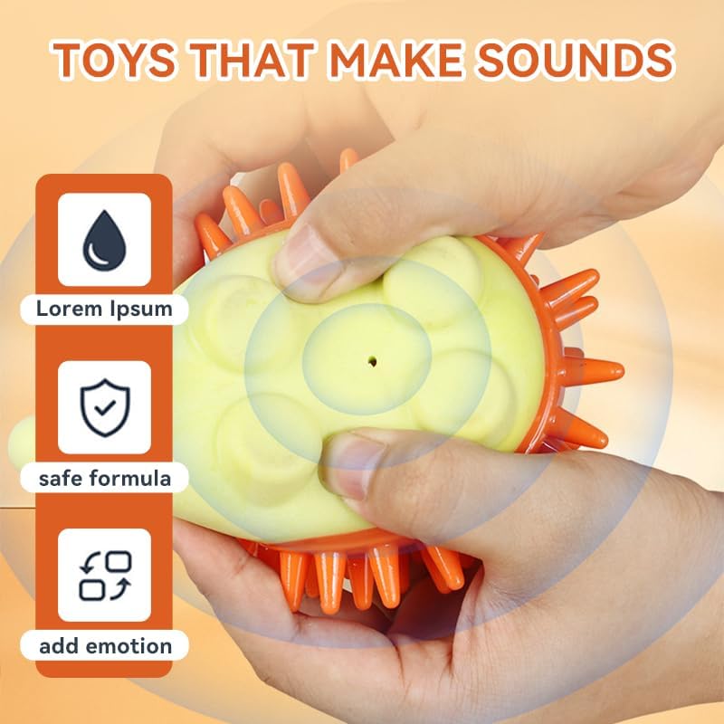 Dog Chew Toys Puppy Teething Toys Pet Chew Toy Interactive Natural Rubber Chew & Squeaky Toy for Small Medium Large Breed Fun and Teeth Cleaning (Orange)