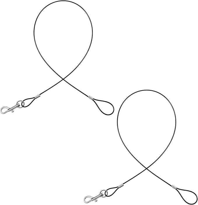 2 Pack Chew Proof Leash, Dog Leash Chew Proof 26in/66cm for Small & Medium Dogs, Heavy Duty No Tangle Leashes Extender for Collars & Harnesses (Black)