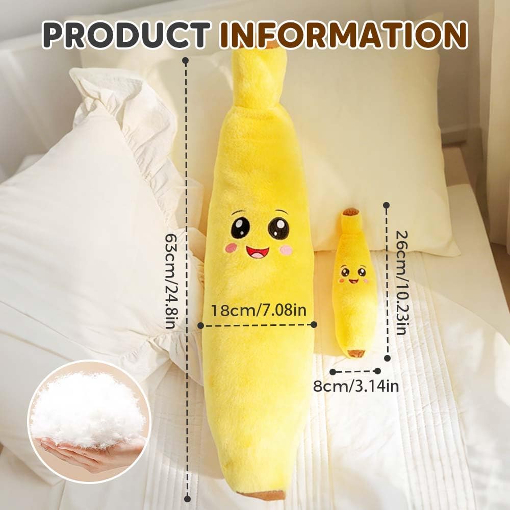 Dog Calming Banana Toy, Interactive Squeaky Dog Chew Toys Funny Plush Puppy Toys to Keep Them Busy, Stuffed Puppy Teething Toys, Banana Dog Toy for Small Medium Large Dogs(S)