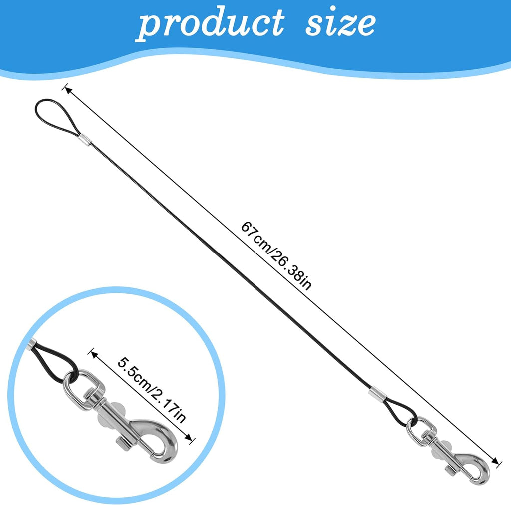 Chew Proof Dog Leash, 2pcs Dog Leash Extender, Metal Cable Leads, Multiple Dogs Leashes for Dogs, Support Add to Any Leashes & Collar & Harness(Black)