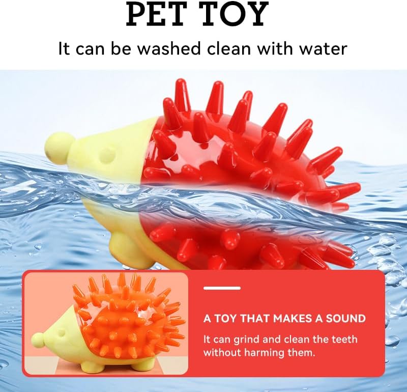 Dog Chew Toys Puppy Teething Toys Pet Chew Toy Interactive Natural Rubber Chew & Squeaky Toy for Small Medium Large Breed Fun and Teeth Cleaning (Orange)