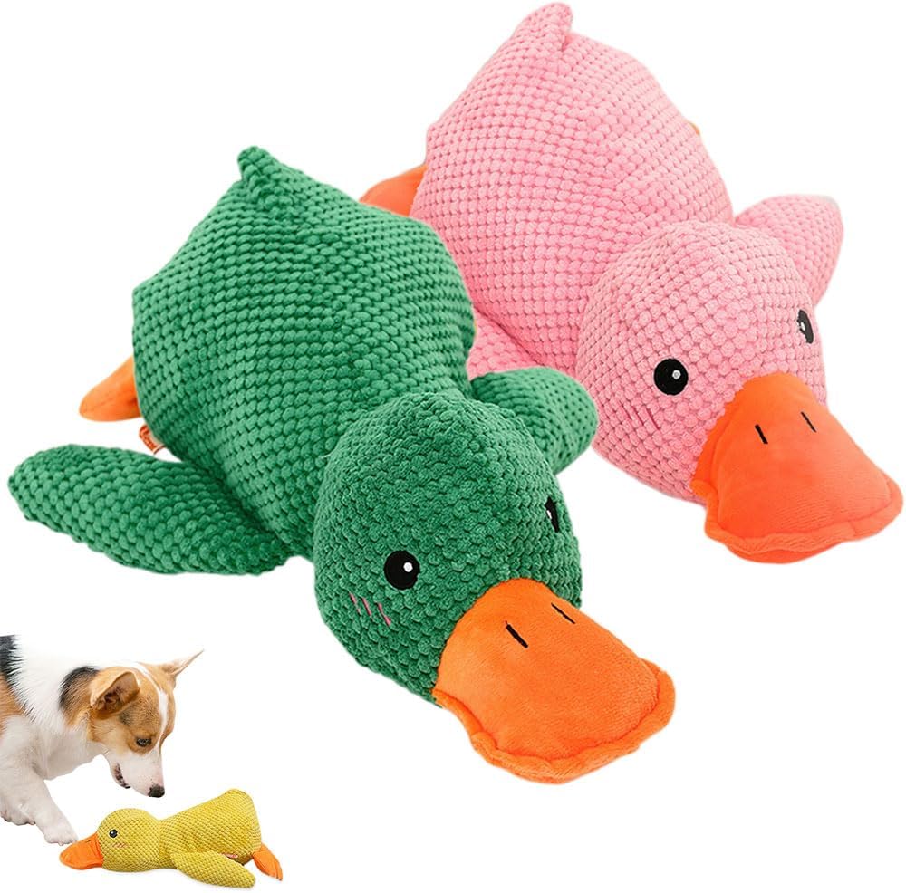 9in Quack-Quack Duck Dog Toy, 2025 Premium Mellow Dog Calming Dogs' Emotion Chew Toys for Indoor Pet Puppy, Indestructible Best Friends Calming Duck Toy for Dogs Cats (Yellow)