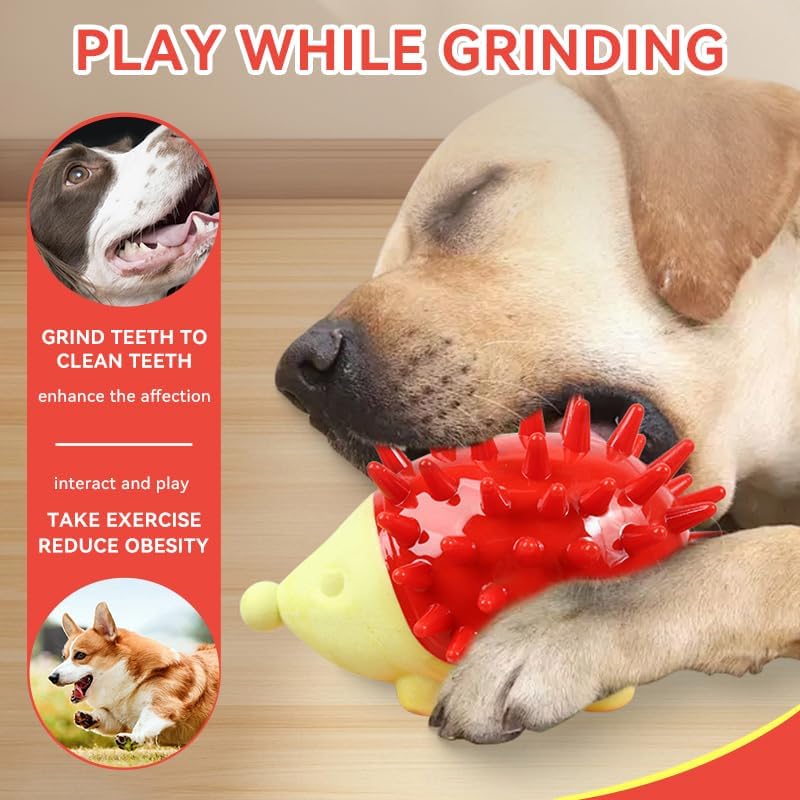Dog Chew Toys Puppy Teething Toys Pet Chew Toy Interactive Natural Rubber Chew & Squeaky Toy for Small Medium Large Breed Fun and Teeth Cleaning (Orange)