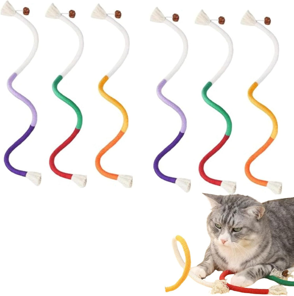 Cat Chew Rope,Catnip-Infused Organic Cotton Chew Rope Toys for Cats, Soft & Safe Dental Chew Toys for Indoor Cats, Self-Play and Teeth Cleaning (6PCS)