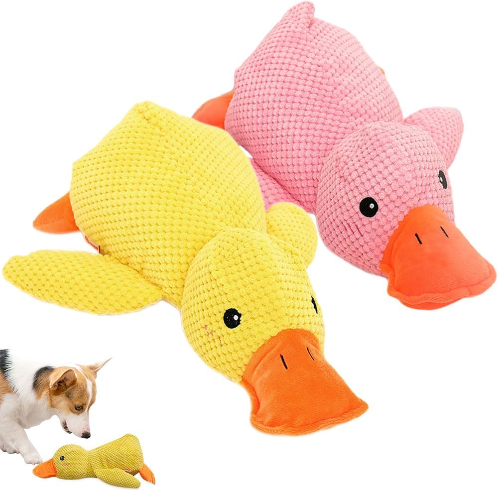 9in Quack-Quack Duck Dog Toy, 2025 Premium Mellow Dog Calming Dogs' Emotion Chew Toys for Indoor Pet Puppy, Indestructible Best Friends Calming Duck Toy for Dogs Cats (Yellow)