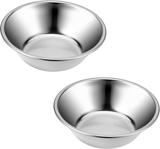 2 Pack 5.5" Metal Cat and Dog Small Bowls Stainless Steel Pet Bowls Set, Replacement Dog Food Bowl for Food and Water for Small Dogs, Kitten, Puppy