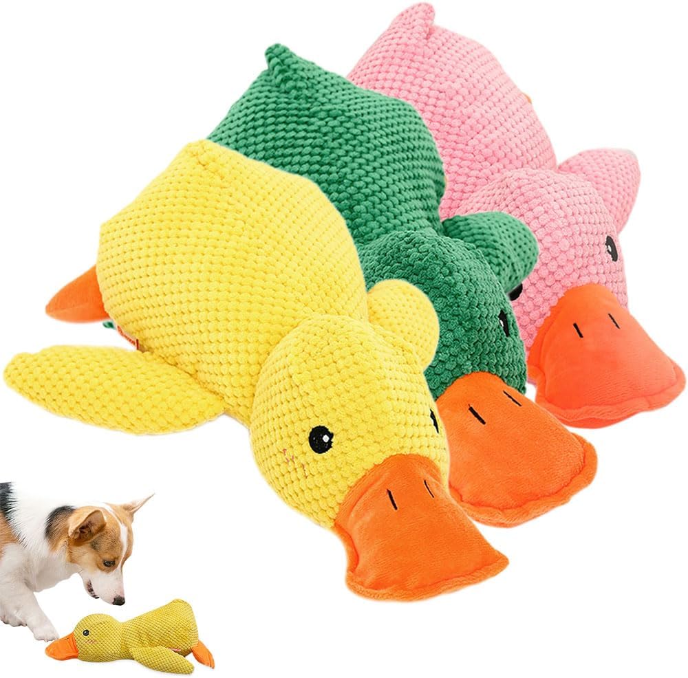 9in Quack-Quack Duck Dog Toy, 2025 Premium Mellow Dog Calming Dogs' Emotion Chew Toys for Indoor Pet Puppy, Indestructible Best Friends Calming Duck Toy for Dogs Cats (Yellow)