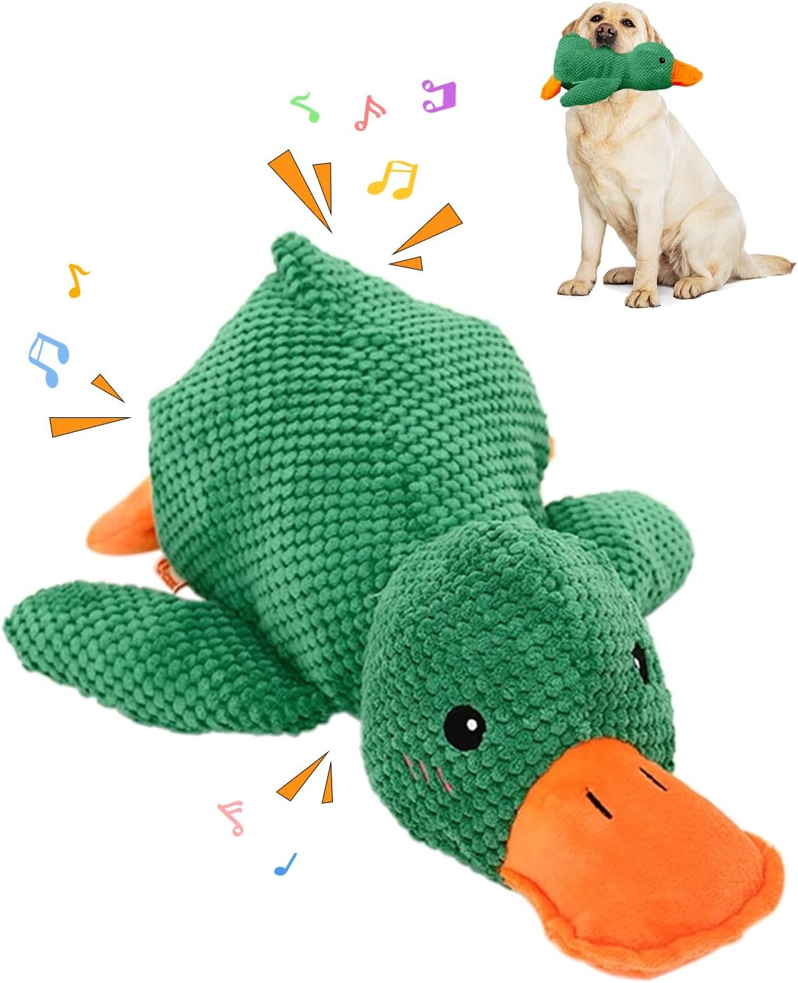 9in Quack-Quack Duck Dog Toy, 2025 Premium Mellow Dog Calming Dogs' Emotion Chew Toys for Indoor Pet Puppy, Indestructible Best Friends Calming Duck Toy for Dogs Cats (Yellow)