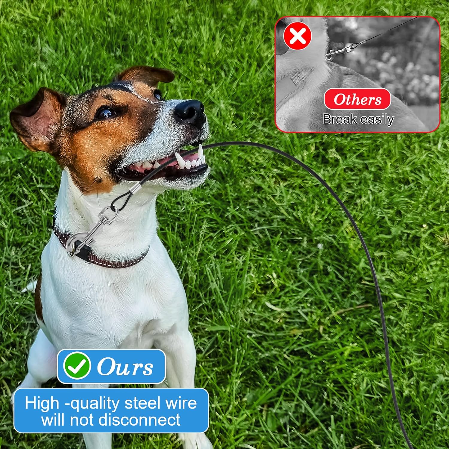 Chew Proof Dog Leash, 2pcs Dog Leash Extender, Metal Cable Leads, Multiple Dogs Leashes for Dogs, Support Add to Any Leashes & Collar & Harness(Black)