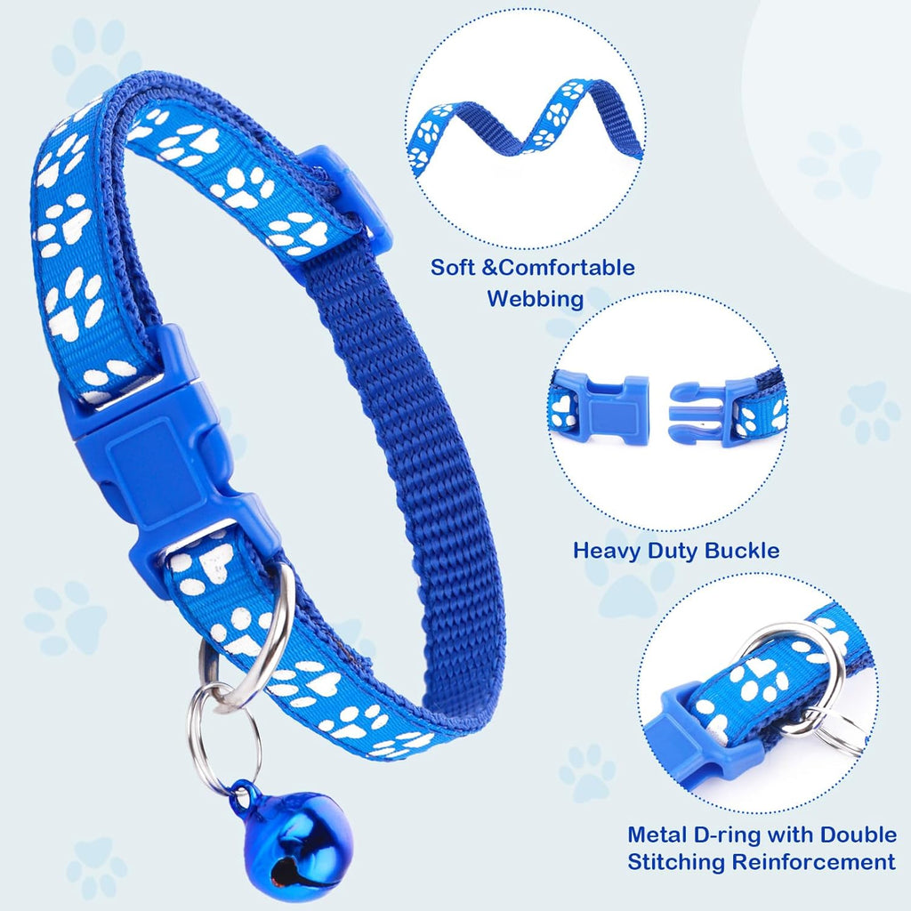 3 Pack Puppy Collar and Leash Dog Leashes and Collar Set Kitten Pet Cat Adjustable Training Rope Quick Release Paw Print Soft Nylon Pet Collars and Leashes