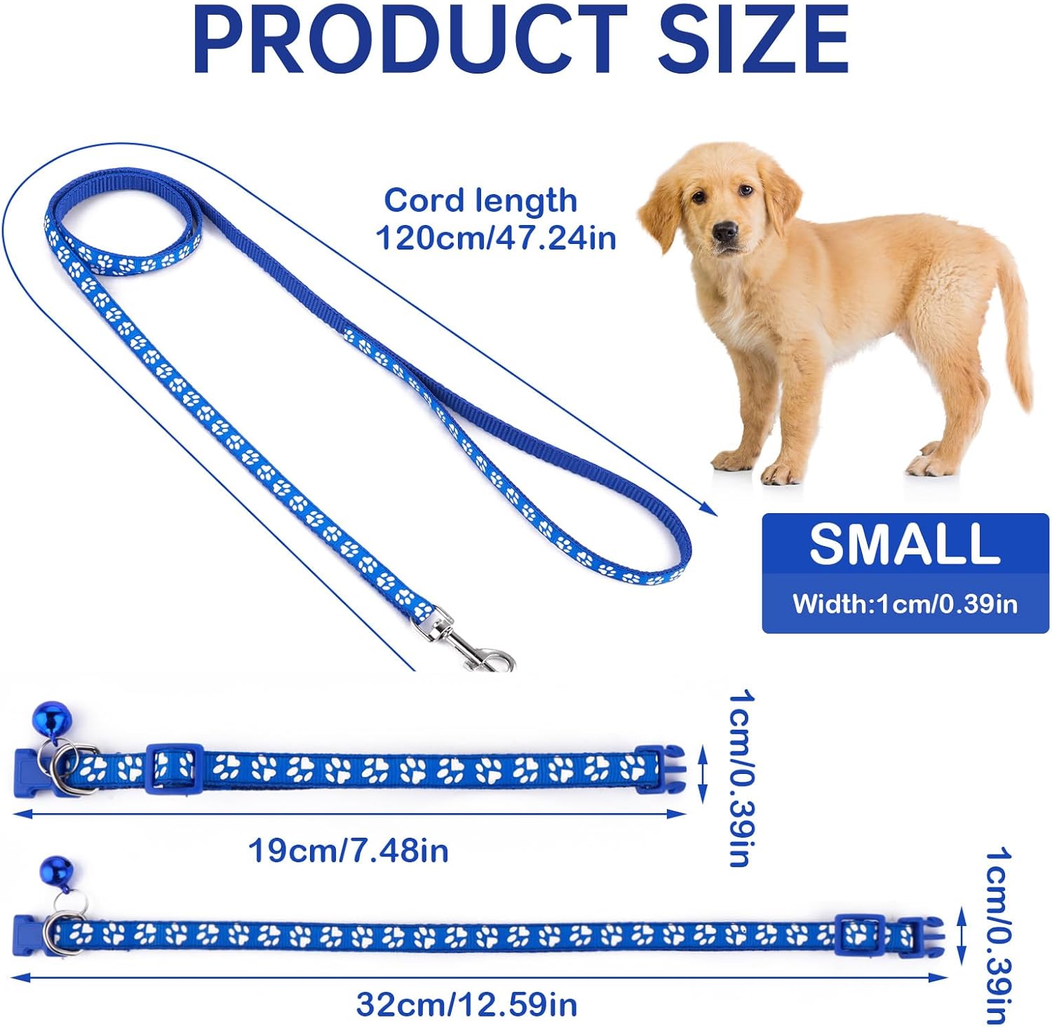 3 Pack Puppy Collar and Leash Dog Leashes and Collar Set Kitten Pet Cat Adjustable Training Rope Quick Release Paw Print Soft Nylon Pet Collars and Leashes