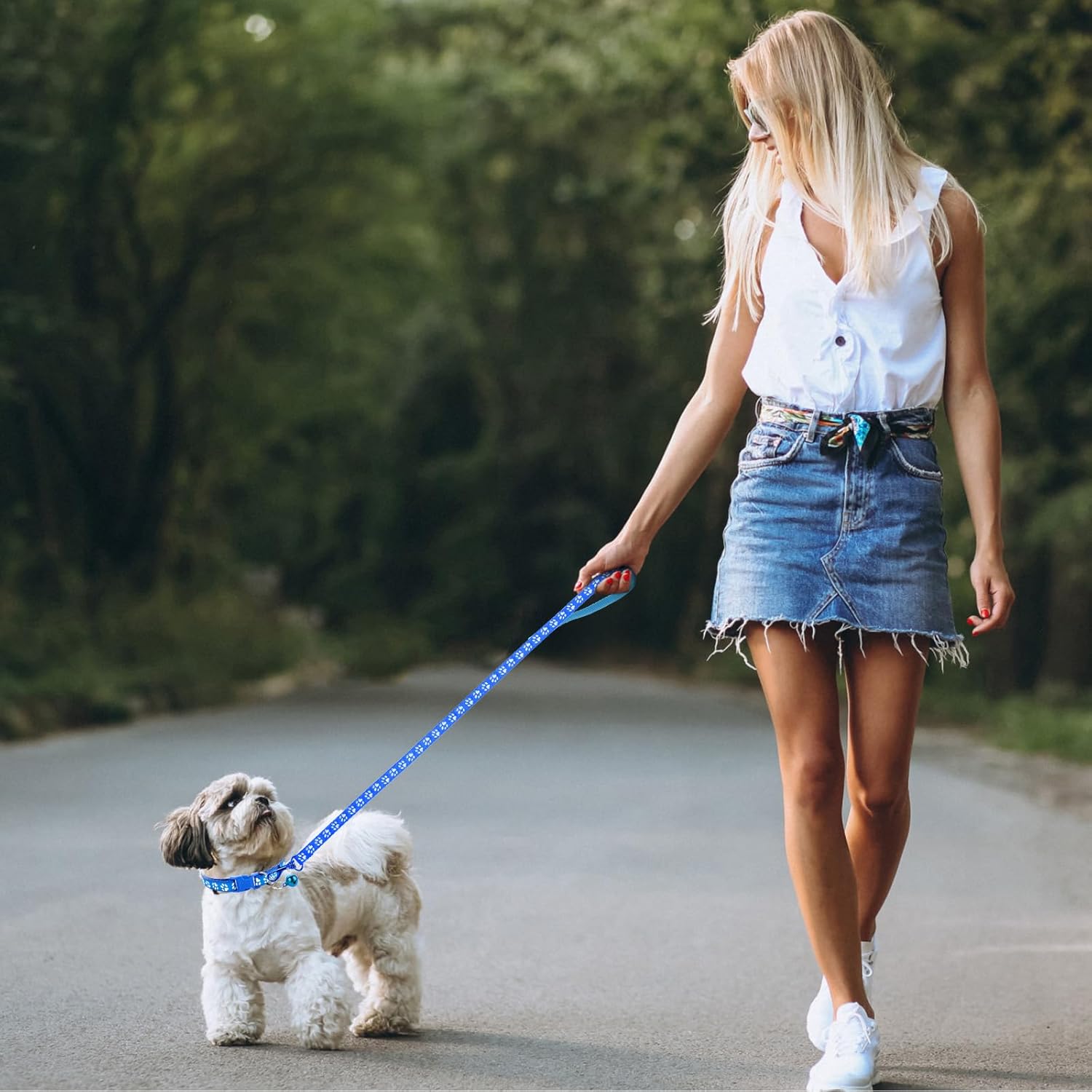 3 Pack Puppy Collar and Leash Dog Leashes and Collar Set Kitten Pet Cat Adjustable Training Rope Quick Release Paw Print Soft Nylon Pet Collars and Leashes