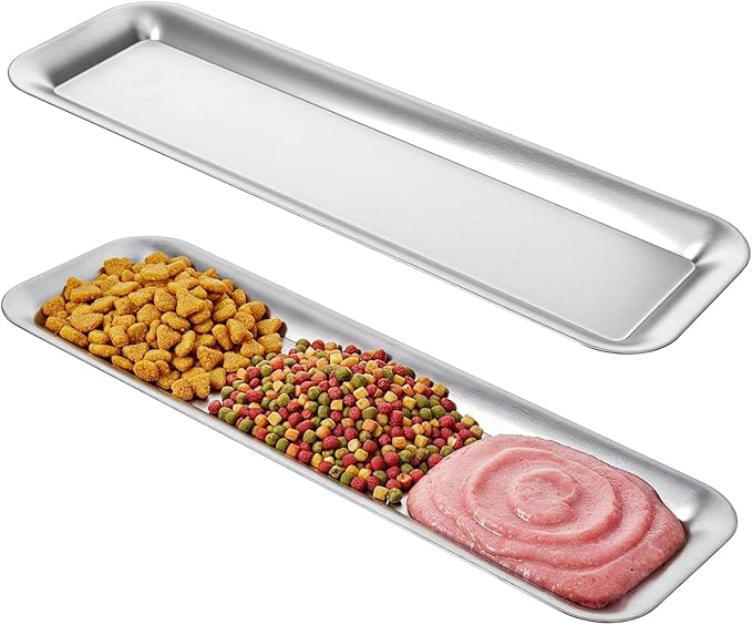 2 Pack Cat Food Bowls, Stainless Steel Extra Wide Anti Whisker Fatigue Dishes, Shallow Pet Bowls for Multi-Cat Families and Flat Face Breeds