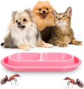 1 Pcs Cat Food Bowl 25 oz Cat Dog Pet Food Bowl Plastic Double No Spill Feeding Water Bowls Ants go Away Feeding Bowls for Small Medium Pets (Pink)