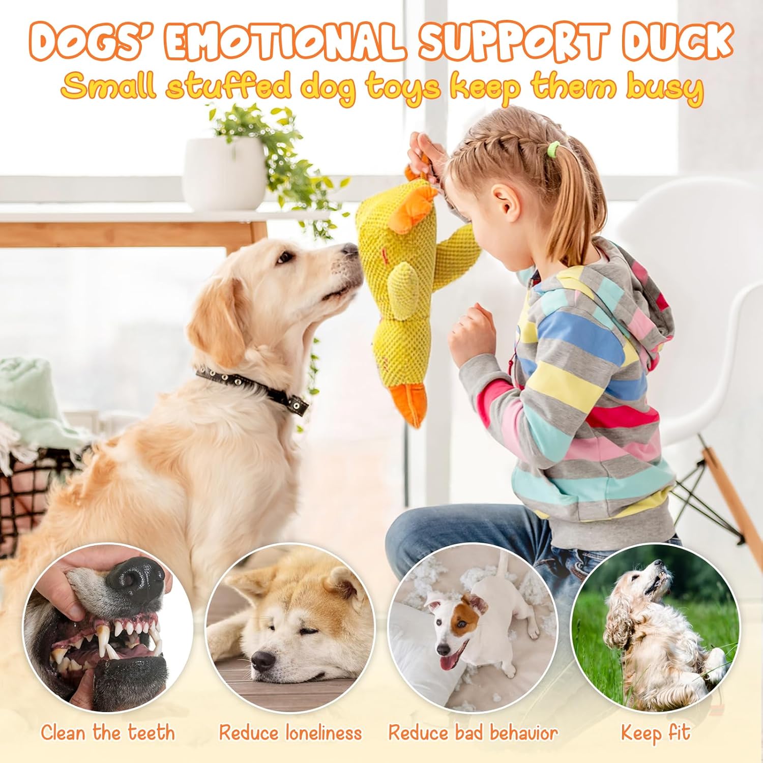 9in Quack-Quack Duck Dog Toy, 2025 Premium Mellow Dog Calming Dogs' Emotion Chew Toys for Indoor Pet Puppy, Indestructible Best Friends Calming Duck Toy for Dogs Cats (Yellow)