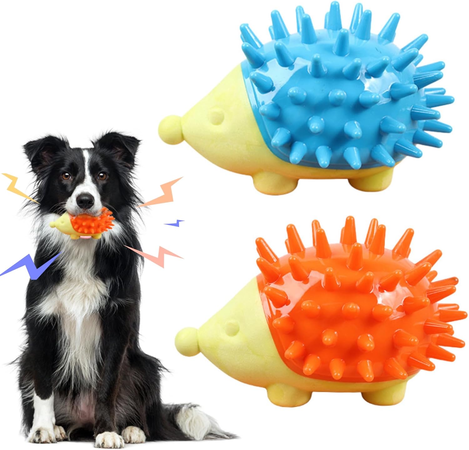 Dog Chew Toys Puppy Teething Toys Pet Chew Toy Interactive Natural Rubber Chew & Squeaky Toy for Small Medium Large Breed Fun and Teeth Cleaning (Orange)