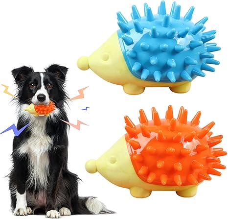 Dog Chew Toys Puppy Teething Toys Pet Chew Toy Interactive Natural Rubber Chew & Squeaky Toy for Small Medium Large Breed Fun and Teeth Cleaning (Orange)