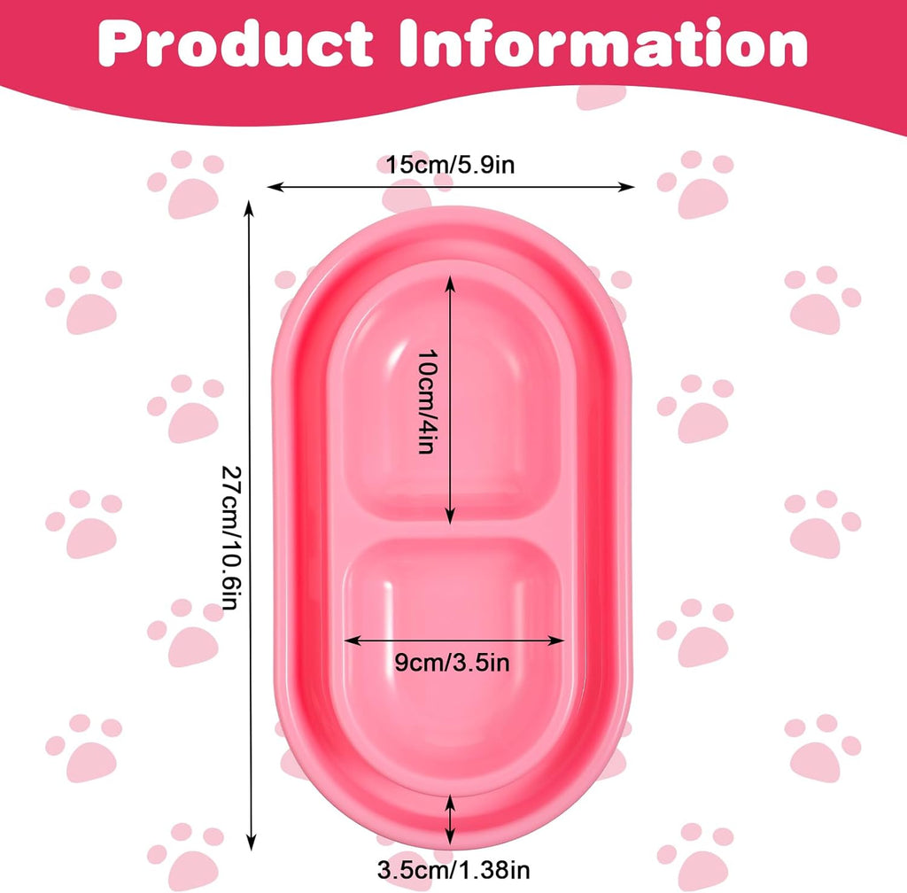1 Pcs Cat Food Bowl 25 oz Cat Dog Pet Food Bowl Plastic Double No Spill Feeding Water Bowls Ants go Away Feeding Bowls for Small Medium Pets (Pink)