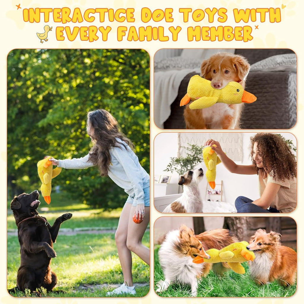 9in Quack-Quack Duck Dog Toy, 2025 Premium Mellow Dog Calming Dogs' Emotion Chew Toys for Indoor Pet Puppy, Indestructible Best Friends Calming Duck Toy for Dogs Cats (Yellow)