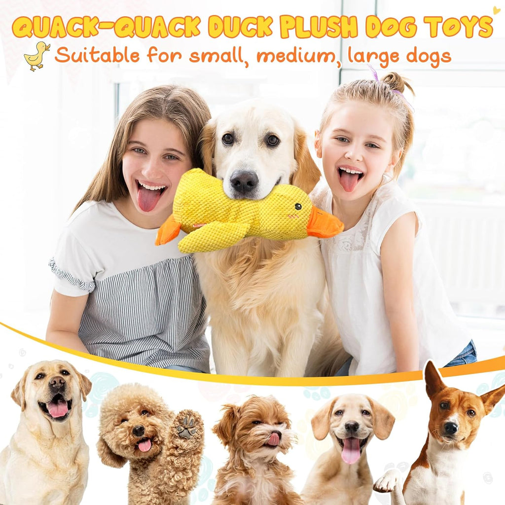 9in Quack-Quack Duck Dog Toy, 2025 Premium Mellow Dog Calming Dogs' Emotion Chew Toys for Indoor Pet Puppy, Indestructible Best Friends Calming Duck Toy for Dogs Cats (Yellow)