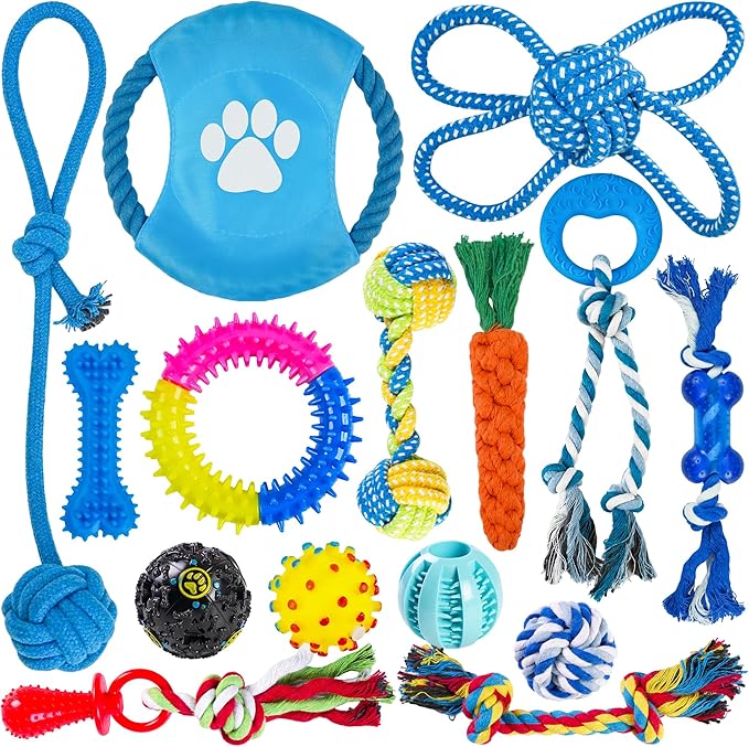 15pcs Puppy Chew Toys for Teething, Small Dogs - Soft Silicone & Rubber Teething Toys to Soothe Gums, Indestructible Chew Toys for Aggressive Chewers, Interactive Dental Toys (Assorted Colors)